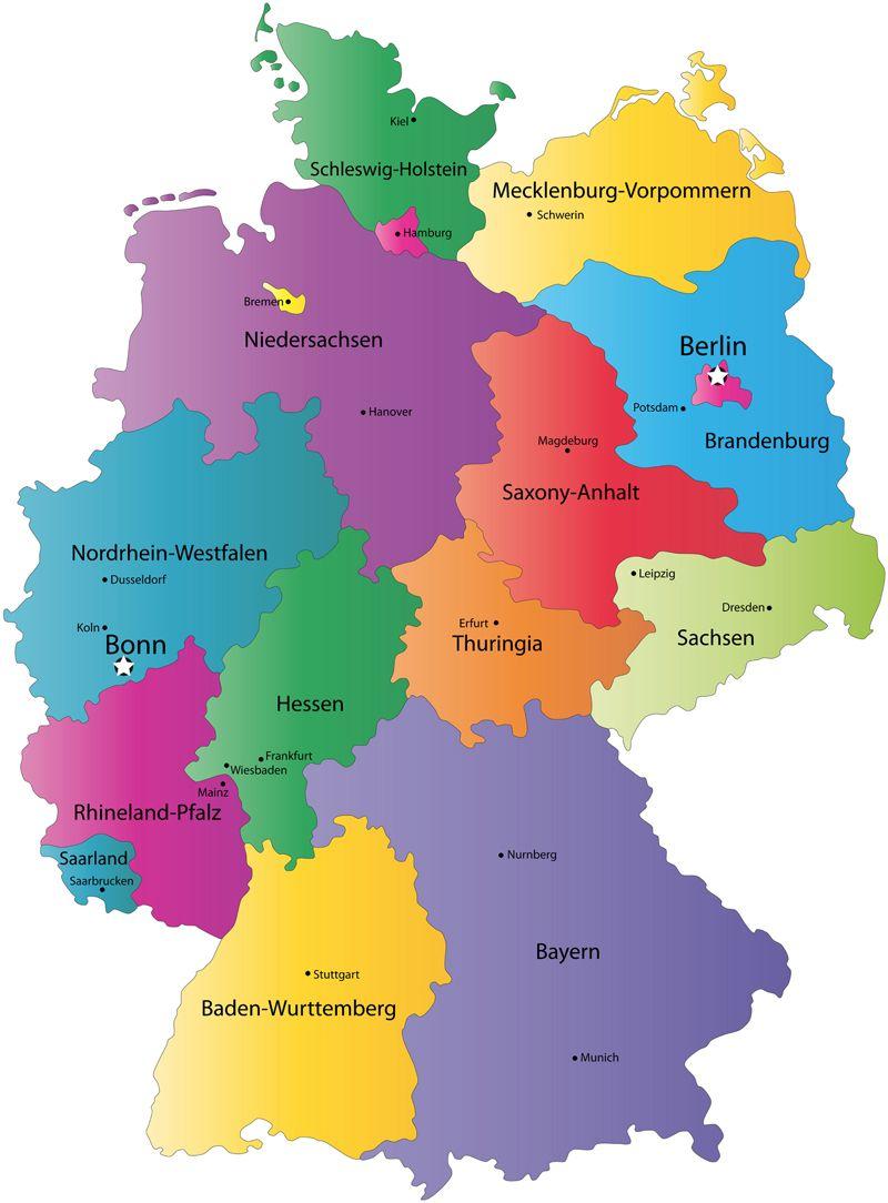 Mapa del estado de Alemania - Mapa de Alemania (Europa Occidental - Europa)