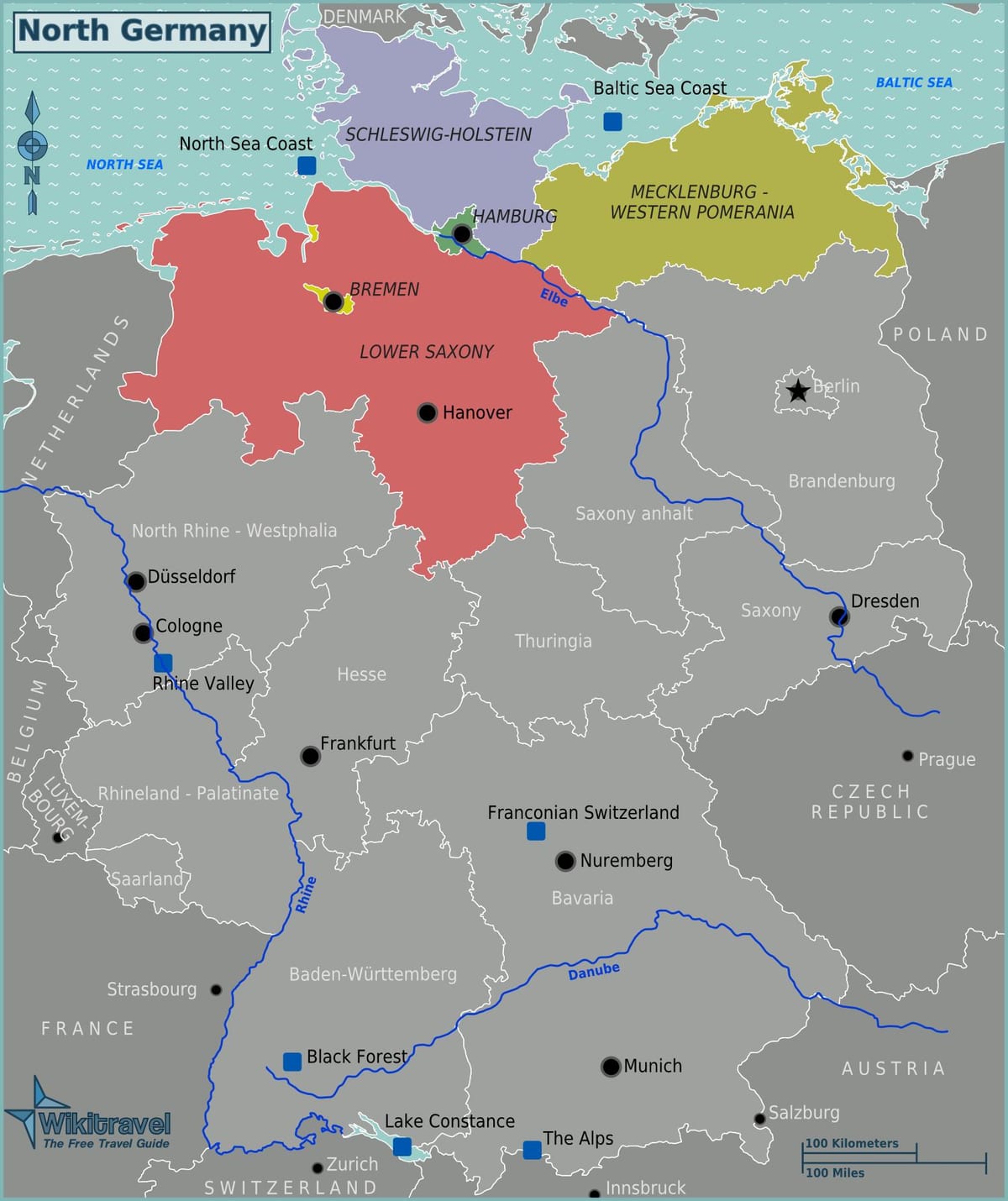 mapa de Alemania costa