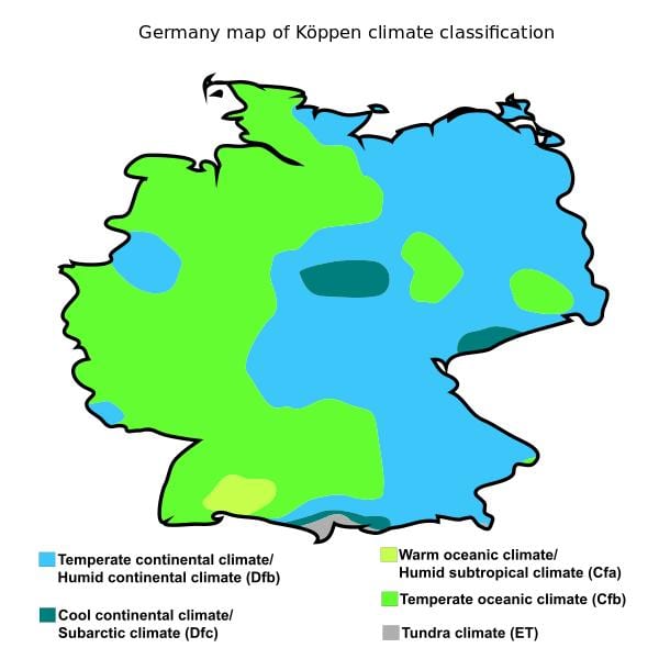 mapa de alemanes del clima