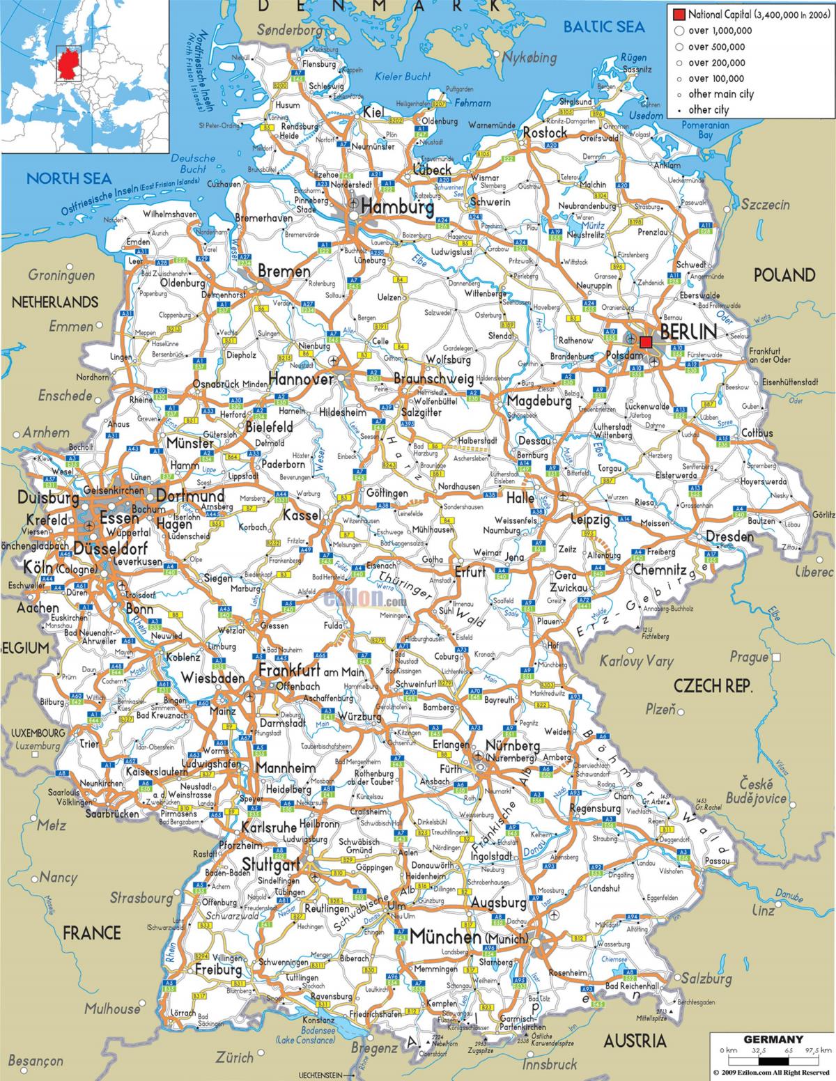 mapa de Alemania de transporte
