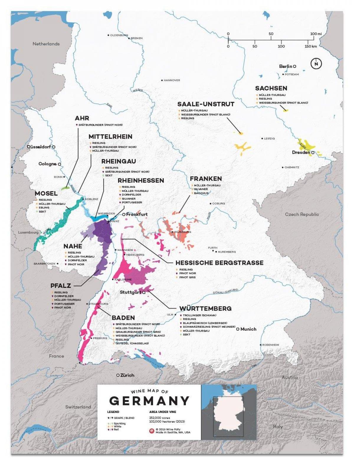 mapa de Alemania vino