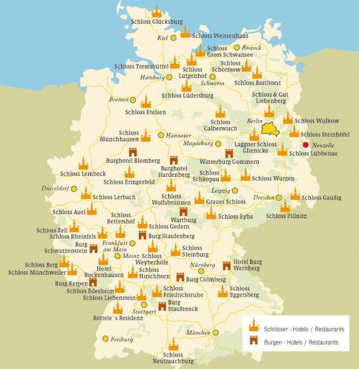 mapa de Alemania castillos