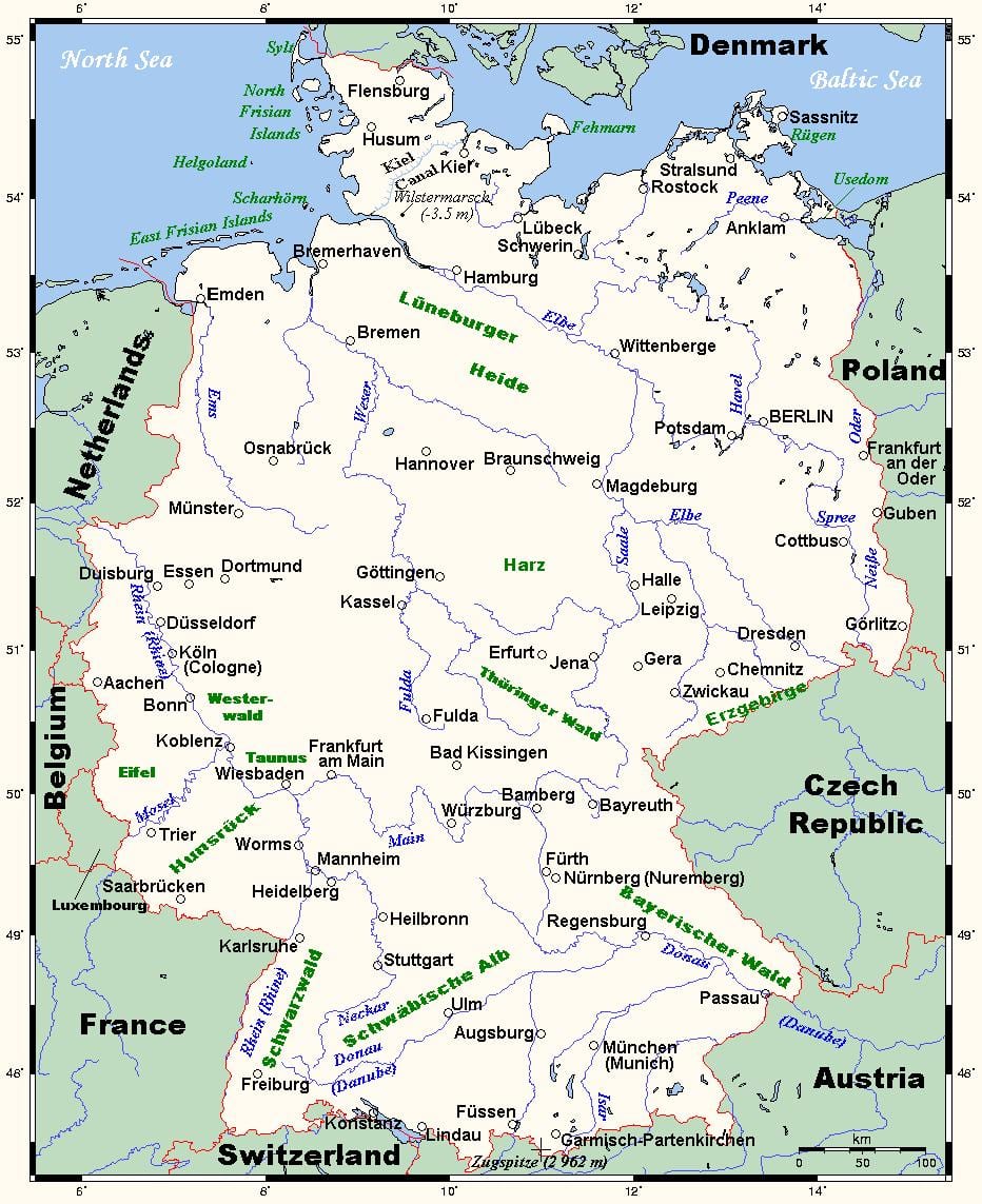 mapa de Alemania ríos