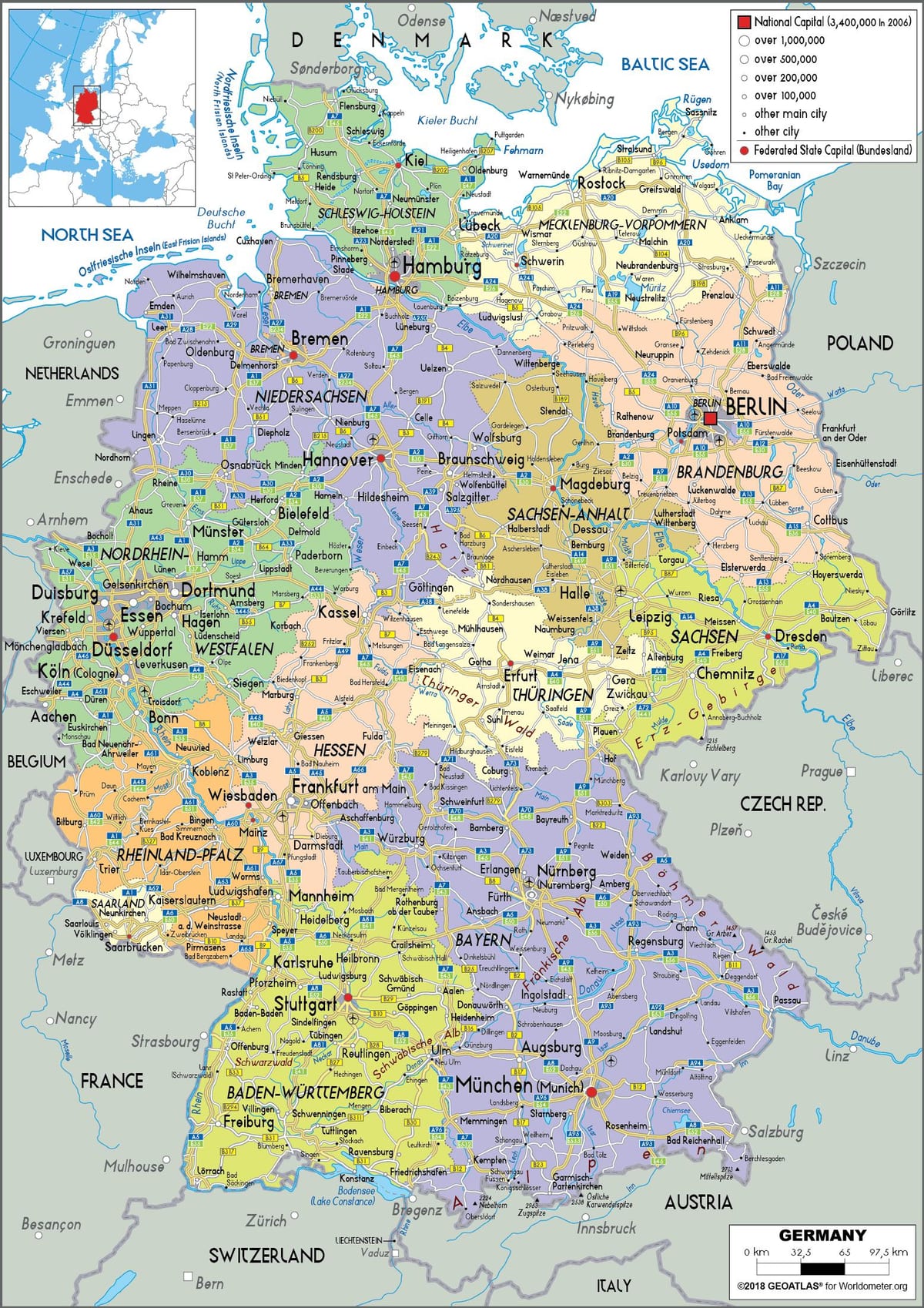 mapa de Alemania y ciudades
