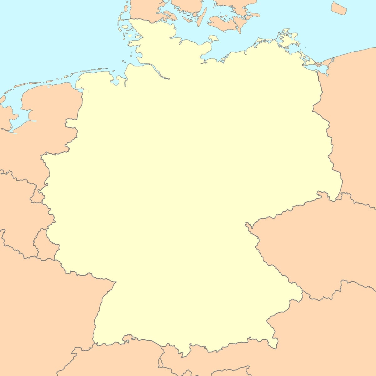 mapa de Alemania en blanco