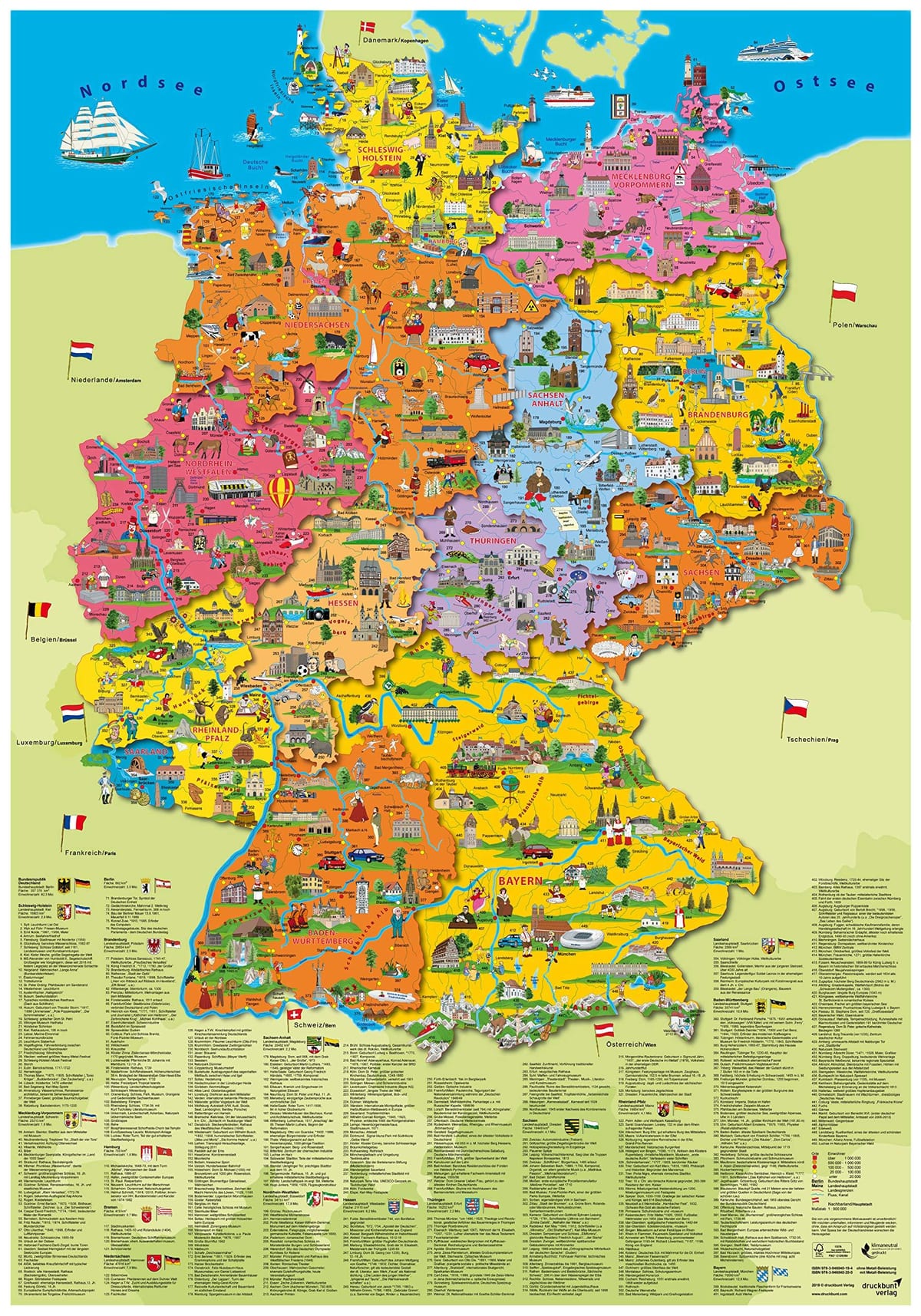 mapa turístico de Alemania, con las ciudades