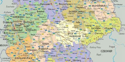 Mapa de carreteras de Alemania con las ciudades y pueblos