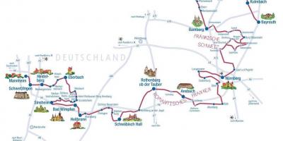 Ruta de los castillos mapa de Alemania