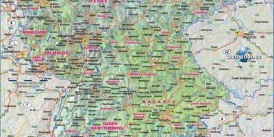 Mapa del sur de Alemania