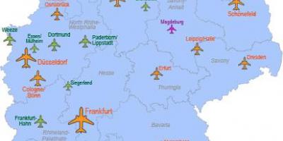 Los principales aeropuertos en el mapa de Alemania